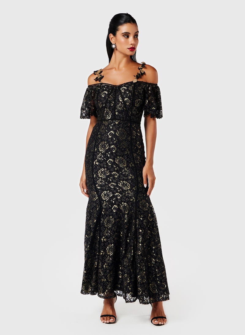 Threadz by Ajooni Floral Lace Maxi Dress - Image 1
