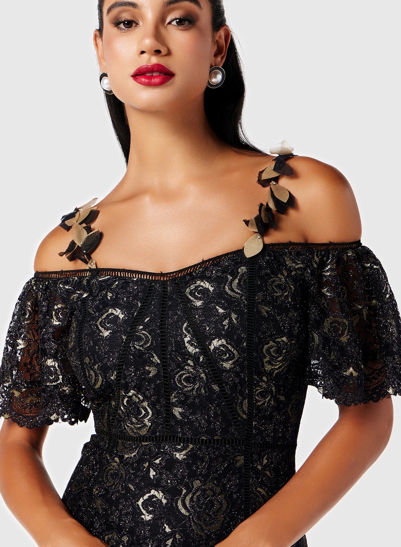 Threadz by Ajooni Floral Lace Maxi Dress - Image 3