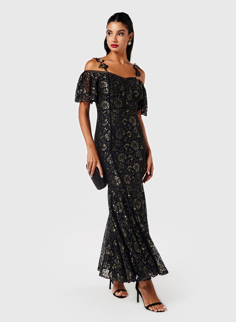 Threadz by Ajooni Floral Lace Maxi Dress - Image 4