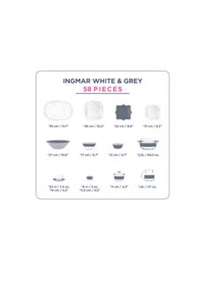 Luminarc Arcoprex Luminarc dining set, 58 pcs, Ingmar White & Grey  - Image 2