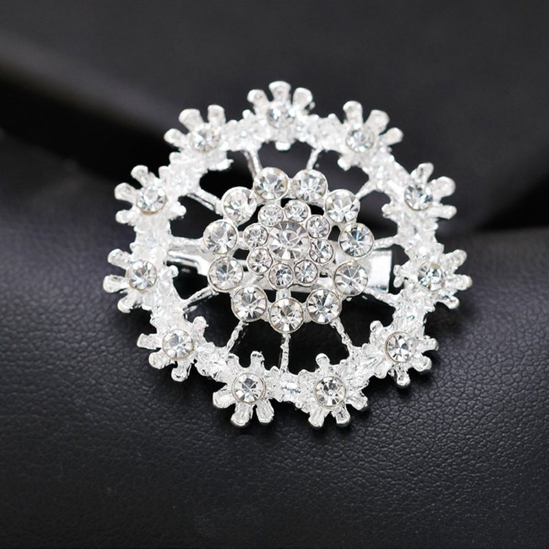 Ezing 12pcs lot silver plated crystal rhinestone wedding brooches pins - Image 5