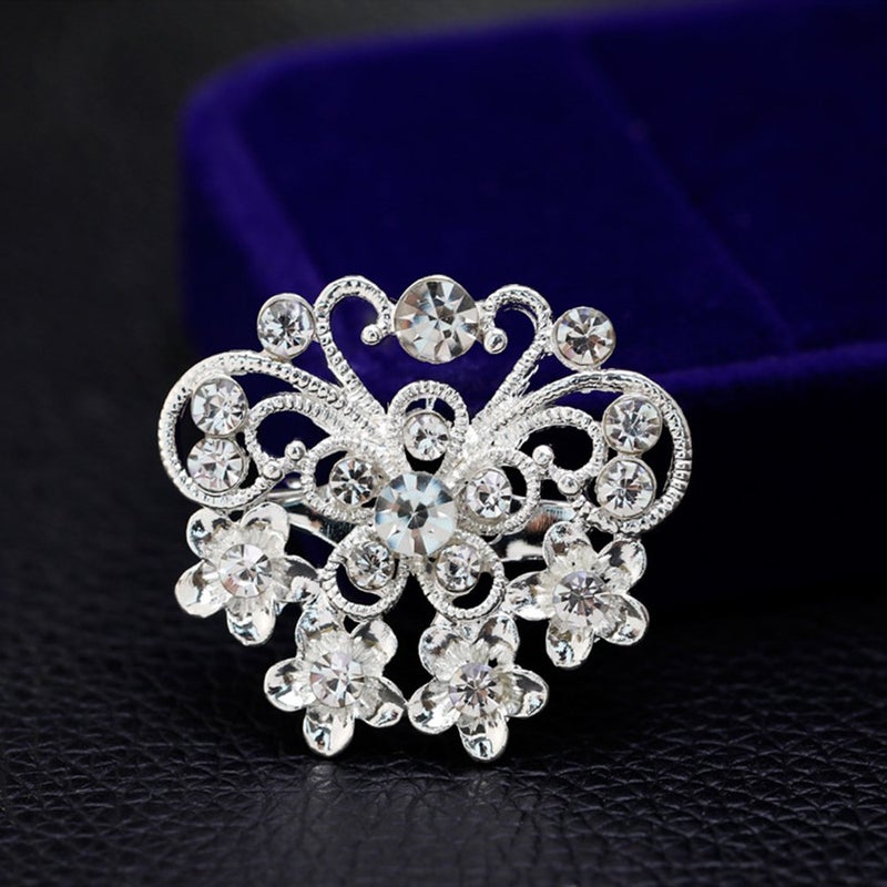 Ezing 12pcs lot silver plated crystal rhinestone wedding brooches pins - Image 4