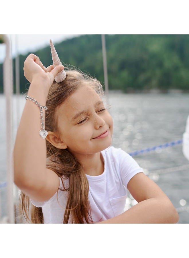 SANNYRA Initial Charm Bracelets Stainless Steel Heart 26 Letters Alphabet A Bracelet for Women Valentine's Day Gifts, No Size, Stainless Steel - Image 3
