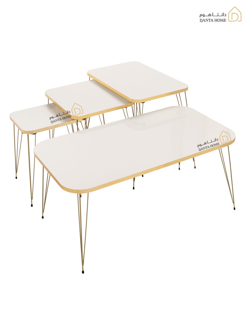 DANTA HOME Set Of 4 Pieces Consisting Of A Coffee Table And 3 Side Tables For An Elegant And Perfect Home - Beige / Gold - Image 1