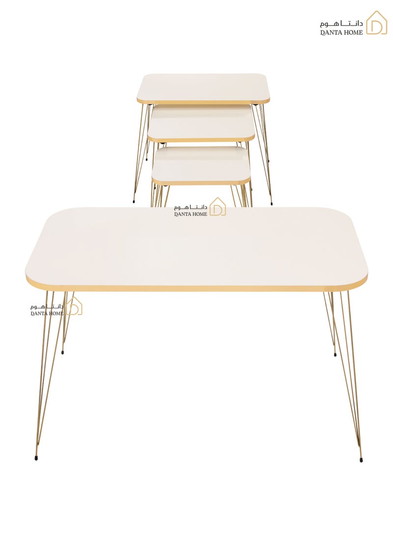 DANTA HOME Set Of 4 Pieces Consisting Of A Coffee Table And 3 Side Tables For An Elegant And Perfect Home - Beige / Gold - Image 2