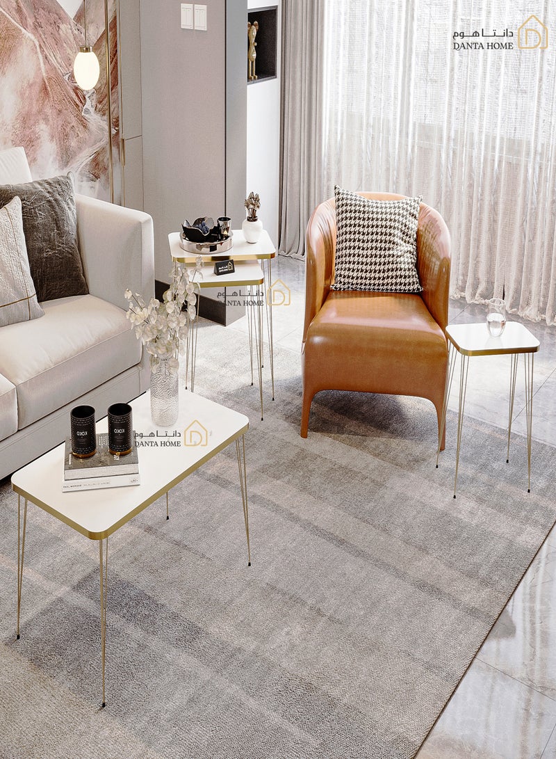 DANTA HOME Set Of 4 Pieces Consisting Of A Coffee Table And 3 Side Tables For An Elegant And Perfect Home - Beige / Gold - Image 3