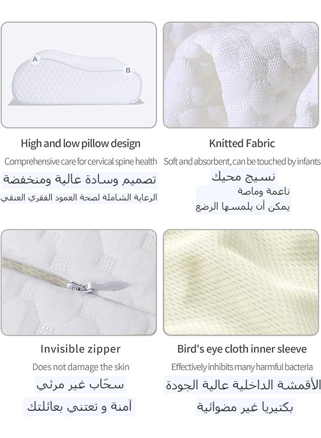 إسكدنيا وسادة النوم، رغوة الذاكرة وسادة السرير المريحة وسادة النوم العنقية التقويمية للبالغين الأطفال -منع آلام العنق الخلفية -الوسادة الناعمة القابلة للإزاحة غطاء الوسادة القابل للغسل - Image 4