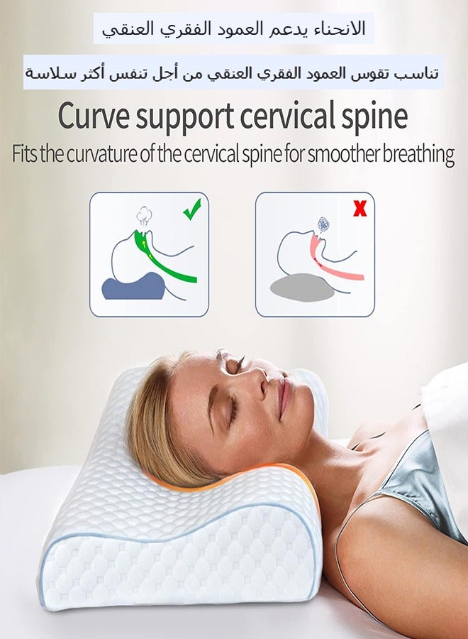 إسكدنيا وسادة النوم، رغوة الذاكرة وسادة السرير المريحة وسادة النوم العنقية التقويمية للبالغين الأطفال -منع آلام العنق الخلفية -الوسادة الناعمة القابلة للإزاحة غطاء الوسادة القابل للغسل - Image 2