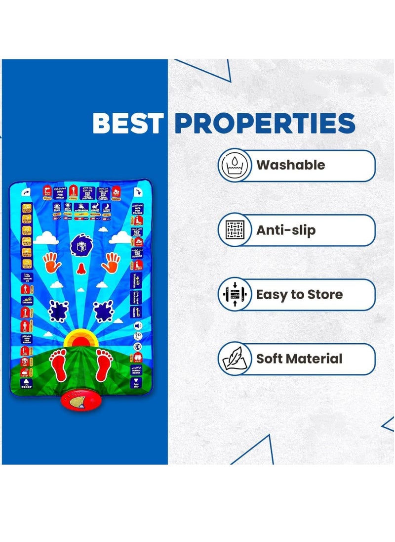 DIGI CORE Ramadan Mat Kids Educational Prayer Mat For Kids, Prayer Rug Electronic Prayer Mat With Worship Step Guide For Kids Toddlers 7 Speaking Languages And 36 Active Touch Sensitive Keys Kids Mat  - Image 4