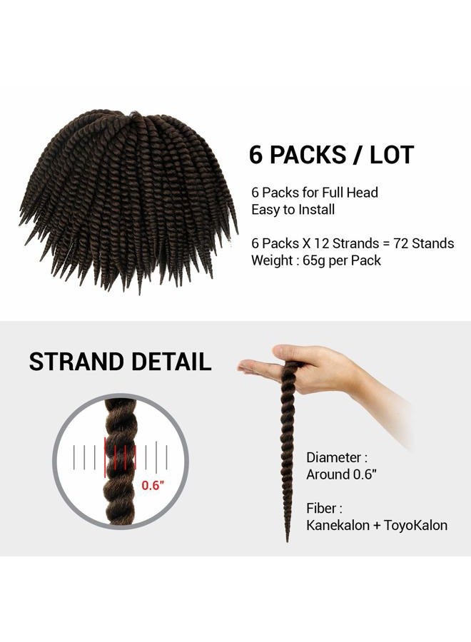 AU-THEN-TIC 6 Packs 12 Inch 2X Jumbo Senegalese Twist Crochet Braid Hair Havana Twist Crochet Hair Havana Mambo Twist Crochet Braids Hair Extensions, (6-PACK, 4) - Image 2
