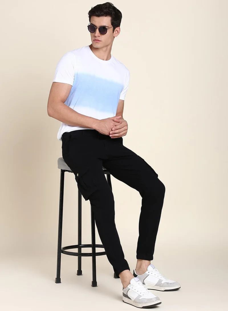 Dennis Lingo  Men's Black Cotton Blend Solid Full Length Chinos Tapered Fit Trouser for Men | Best Price UAE