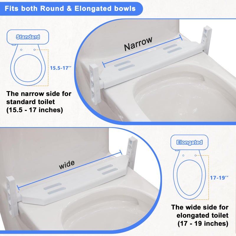 XIAOSHUNER Raised Toilet Seat with Handles, Adjustable Height, Add 5.5 inches,Elongated Toilet Seat Risers for Seniors,Non-Slip Removable Padded Arms, 300lbs, Fit Any Toilet, White - Image 5