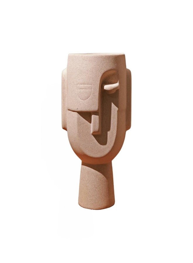 CRAFTRIBAL Abstract Human Face Big Ceramic Vase Combo - Aesthetic Vase for Pampas Grass & Dried Flowers | Minimalist Home & Office Decor | Matte (Rough) Finish, 10 Inches (Beige) - Image 3