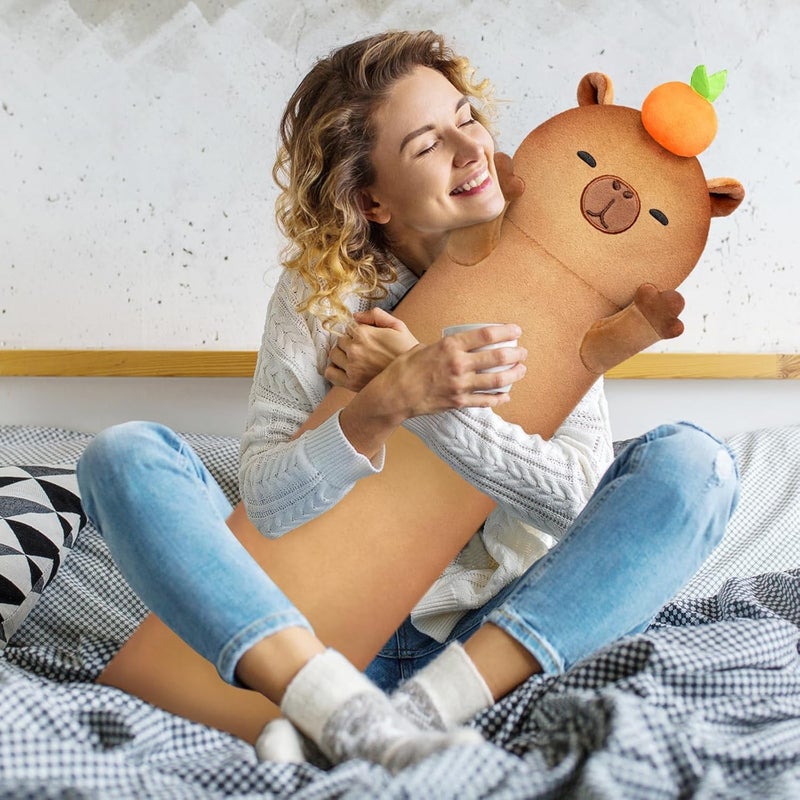 Mewaii Long Capybara Plush 5 Sizes, 120% Extra Filling Giant Plushness Kids Body Pillow, Kawaii Cute Capybara Stuffed Animals Plushies, Big Long Body Pillow Cat Plush Gift for Girls 44â€ - Image 4