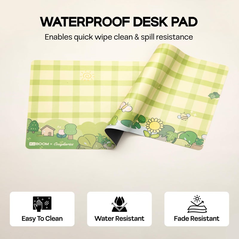KiiBOOM X Cosydiaries Rainy Froggy Day Desk Mat, Non-Slip, 35.4â€™â€™ x 15.7â€™â€™, Large Gaming & Office Mouse Pad for Keyboard/Mouse/Laptop, PU Leather, Durable & Waterproof - Image 5
