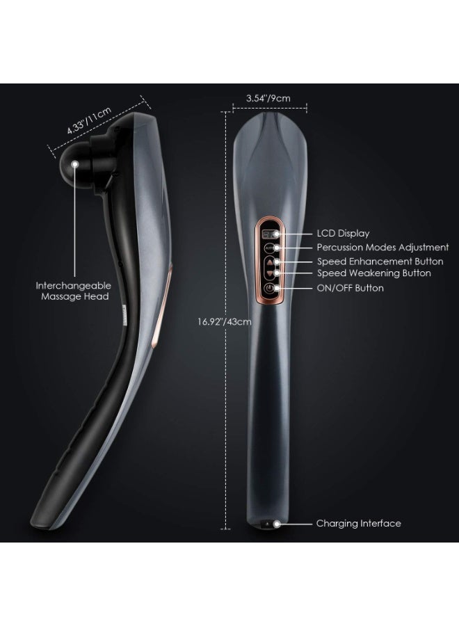 Handheld Back Massager, 6 Interchangeable Nodes, 10 Speeds & 12 Modes, Cordless Massagers Handheld Deep Tissue Massager for Muscles, Neck, Shoulder, Arms, Leg, Calf, Foot, Full Body Pain Relief - Image 4