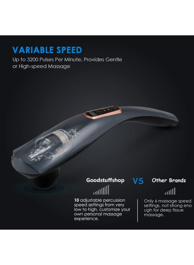 Handheld Back Massager, 6 Interchangeable Nodes, 10 Speeds & 12 Modes, Cordless Massagers Handheld Deep Tissue Massager for Muscles, Neck, Shoulder, Arms, Leg, Calf, Foot, Full Body Pain Relief - Image 2