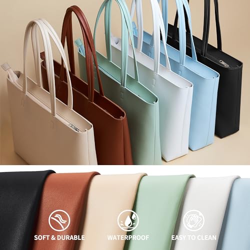 KALIDI FANCY FOREST KALIDI Tote Bag Zipper Shoulder Bag Faux Leather Purses for Women Casual Handbag Work Dating College, Green - Image 3