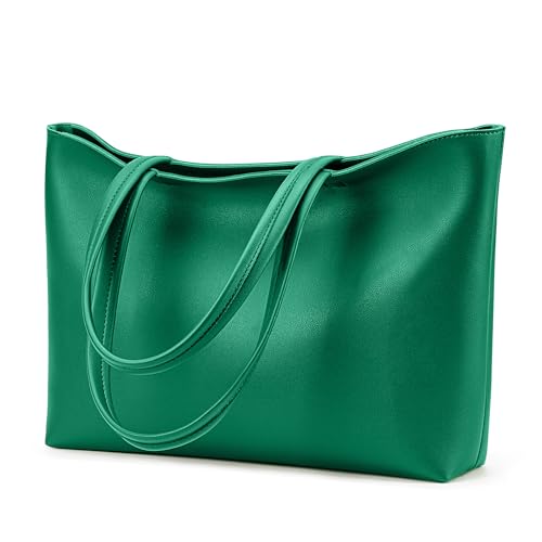 KALIDI FANCY FOREST KALIDI Tote Bag Zipper Shoulder Bag Faux Leather Purses for Women Casual Handbag Work Dating College, Green - Image 1