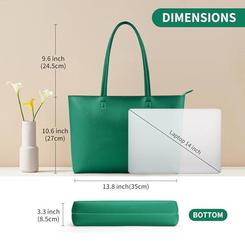 KALIDI FANCY FOREST KALIDI Tote Bag Zipper Shoulder Bag Faux Leather Purses for Women Casual Handbag Work Dating College, Green - Image 5