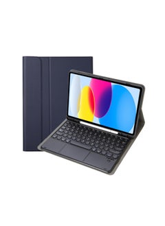 Generic Protective Case Wireless Keyboard For Ipad 10th Gen 10.9.7 Tablet Compatible Ipad Pro 11 Magnetic Suction Smart Control For 9-Color:Dark Blue Leather Case + Round Key Cap Miaocontrol Keyboard-Applicable Model:ipad 10 Generation 10.9 2022 Edition  - Image 1