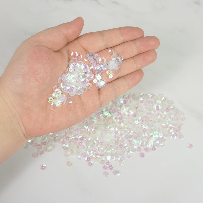 Bilipala Bulk Clear Sequins, Crystal Iridescent Spangles for DIY Crafts, Embroidery, 6mm, About 3000 Pieces - Image 1