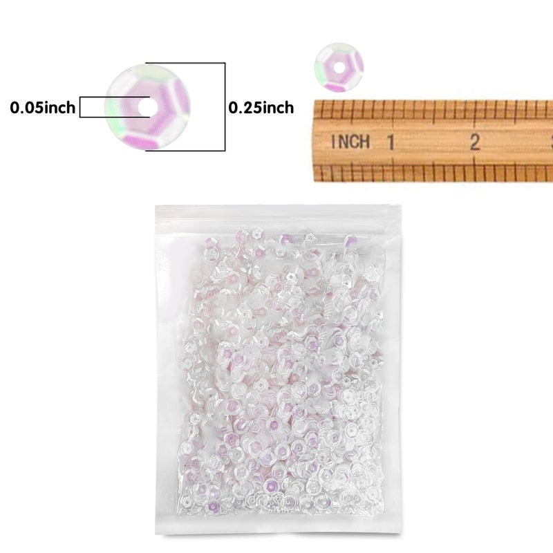 Bilipala Bulk Clear Sequins, Crystal Iridescent Spangles for DIY Crafts, Embroidery, 6mm, About 3000 Pieces - Image 2