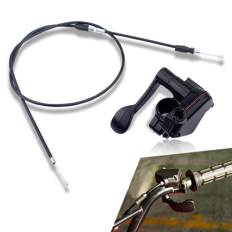 Flygun 1 PC Motorcycle Thumb Controller Throttle Cable 465 Metal Durable Throttle Cable Assembly Rubber Acceleration Handle Kit Universal for Most Motorcycle Bike FourWheel ATVs Black - Image 3