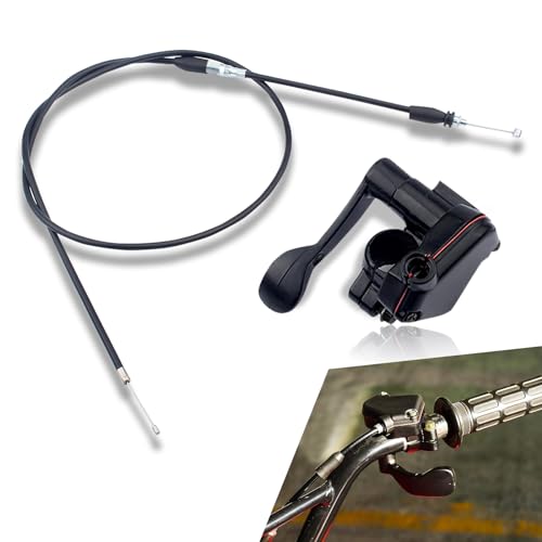 Flygun 1 PC Motorcycle Thumb Controller Throttle Cable 465 Metal Durable Throttle Cable Assembly Rubber Acceleration Handle Kit Universal for Most Motorcycle Bike FourWheel ATVs Black - Image 1