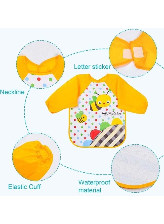 DOOKOO With Sleeves, 4 Pieces Eva Baby Bib Waterproof Long Sleeve Bib Unisex Feeding Bibs Apron Lovely Cute Cartoon Bibs For Infant Toddler 6 Months To 3 Years Old - Image 2