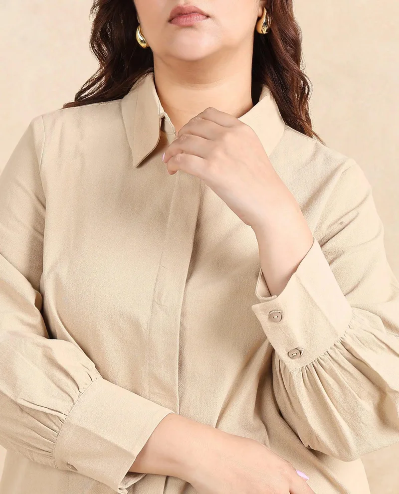 Rareism Women's Collared Neck Plain Shirt