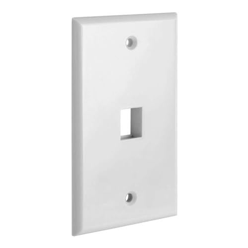 Cmple - 1 Port Keystone Wall Plate 1 Gang Wall Plate with Standard Size Ethernet Wall Plate Keystone Wall Plate Compatible with Keystone Jack, HDMI Keystone - White - Image 1