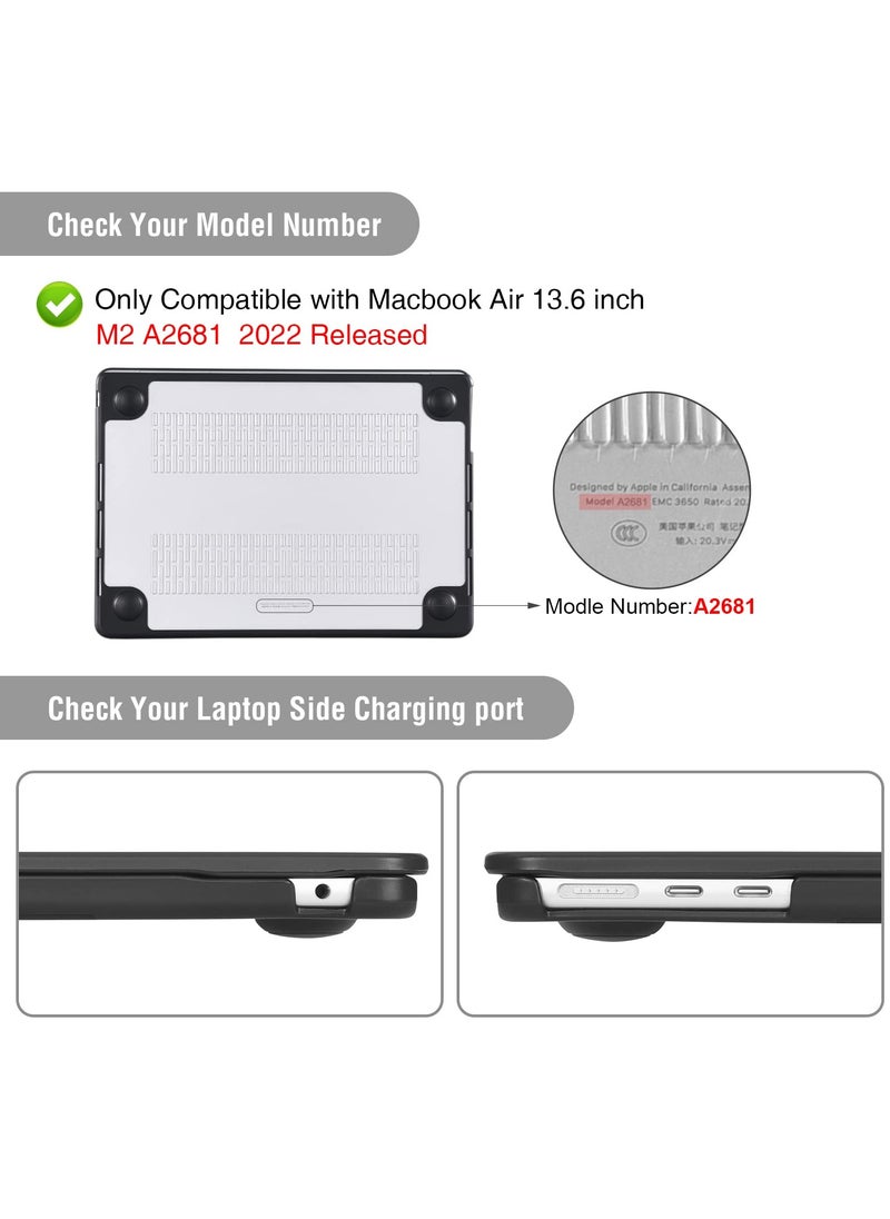 SYOSI - MacBook Air 13.6 inch M2 Case for 2022-2024, Model A2681, Anti-Cracking, Anti-Fingerprint Hard Shell, Soft TPU Bumper + PC, Frosted Clear - Image 1