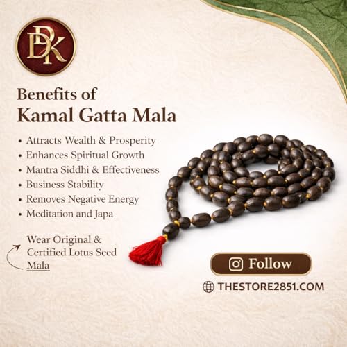 RDK® Natural Lotus Seed Kamal Gatta Mala Necklace with Tassel Rosary Jaapmala for Meditation Mantra Chanting & Pooja Astrology for Men & Women - 108 Beads - Image 2