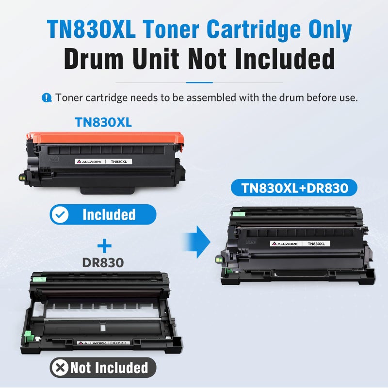 ALLWORK TN830XL Toner Cartridge Compatible Replacement for Brother DCP L2640DW L2647DW HL L2420DW L2460DW L2460DWXL L2465DW L2480DW L2865DW MFC L2820DW L2900DWXL L2980DW (2 Black) - Image 2