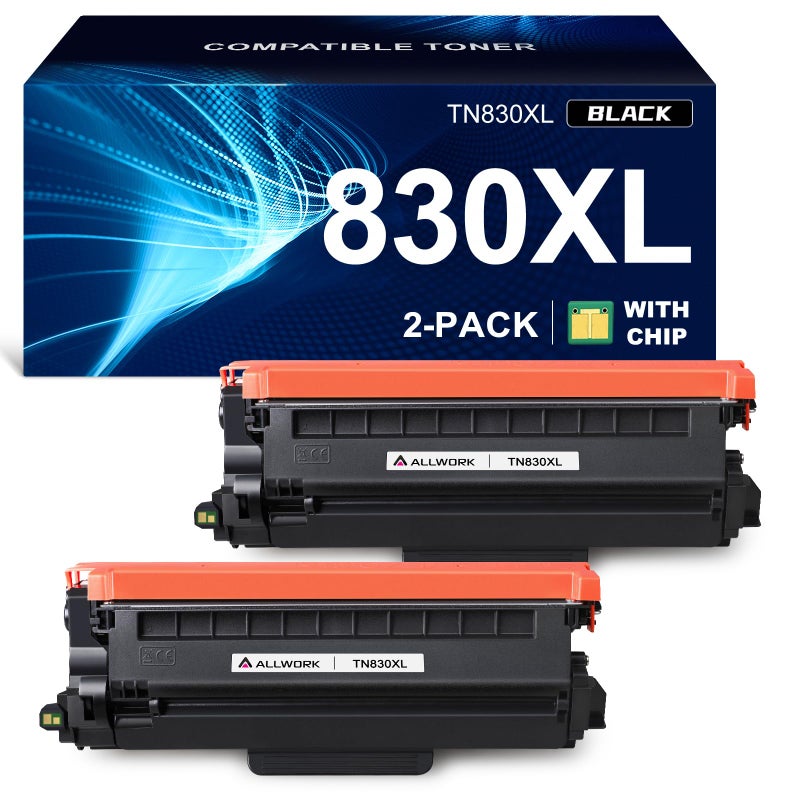 ALLWORK TN830XL Toner Cartridge Compatible Replacement for Brother DCP L2640DW L2647DW HL L2420DW L2460DW L2460DWXL L2465DW L2480DW L2865DW MFC L2820DW L2900DWXL L2980DW (2 Black) - Image 1