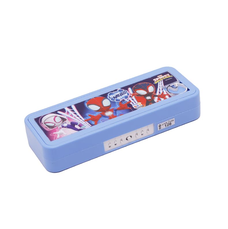 SKI Homeware Puzzle Pencil Box with Number Lock and Game, Perfect for School Children, an Ideal Gift for Kids - Spidey - Image 1