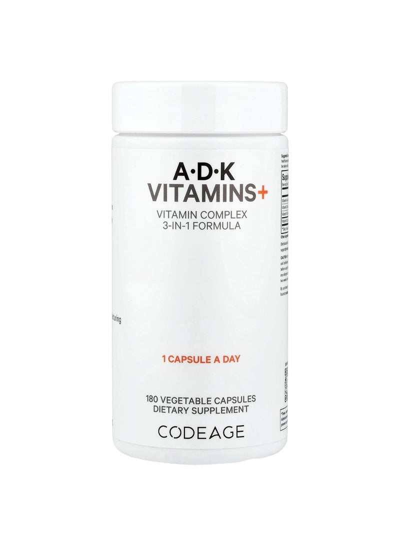 Codeage A, D, K Vitamins+, 180 Vegetable Capsules