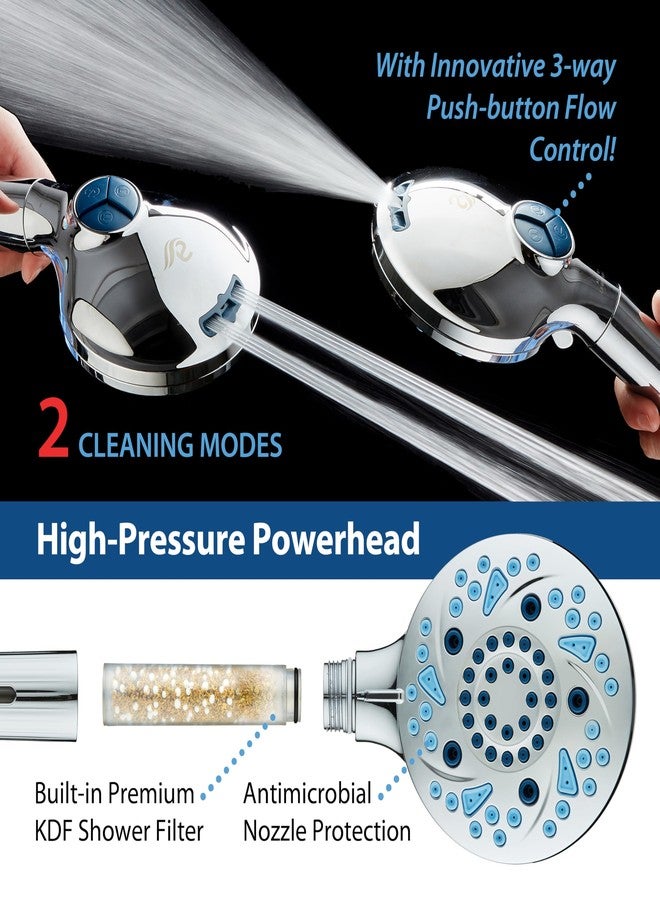 AquaCare High Pressure 10-mode Filter Handheld Shower Head with Built-in Power Wash - Clean Tub, Tile & Pets, Remove Chlorine, Metals & Toxins from Water to Protect Skin, Hair & Nails. Chrome Finish - Image 5