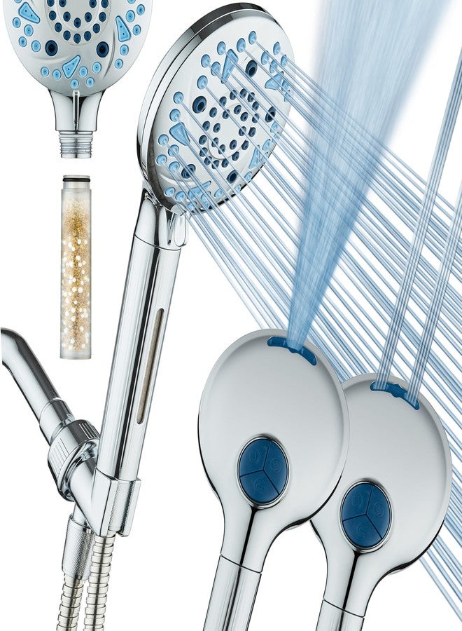 AquaCare High Pressure 10-mode Filter Handheld Shower Head with Built-in Power Wash - Clean Tub, Tile & Pets, Remove Chlorine, Metals & Toxins from Water to Protect Skin, Hair & Nails. Chrome Finish - Image 1