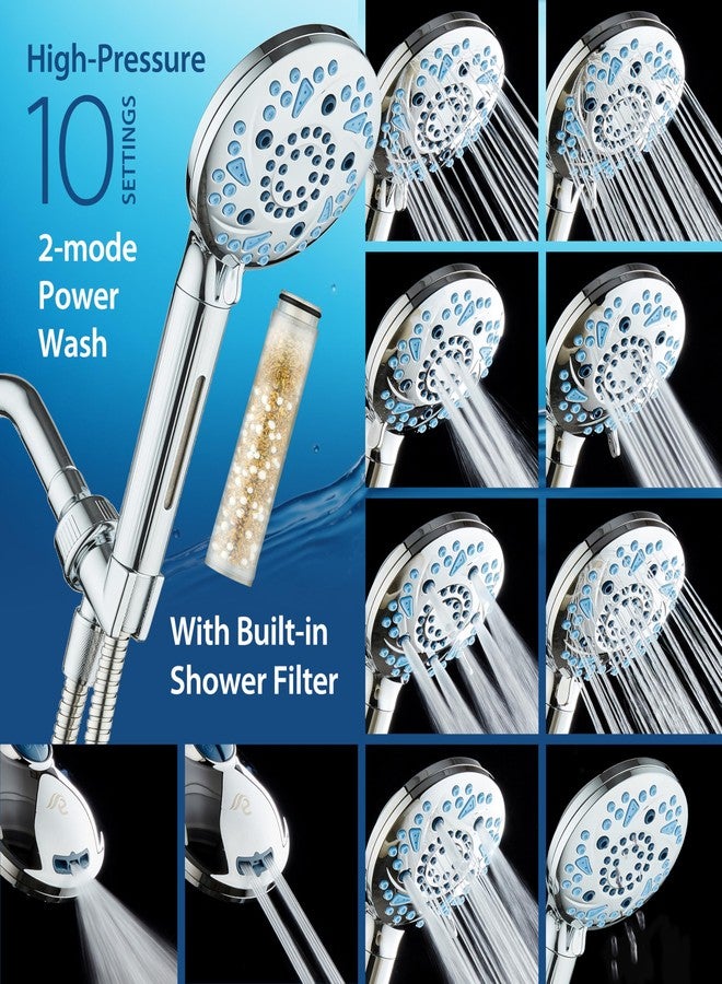 AquaCare High Pressure 10-mode Filter Handheld Shower Head with Built-in Power Wash - Clean Tub, Tile & Pets, Remove Chlorine, Metals & Toxins from Water to Protect Skin, Hair & Nails. Chrome Finish - Image 4