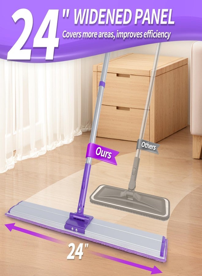 IVYROLL 24" Microfiber Mop for Floor Cleaning, Dry and Wet Floor Mop for Hardwood, Laminate, Tile, Vinyl, with 4 Washable Reusable Microfiber Pads - Image 3
