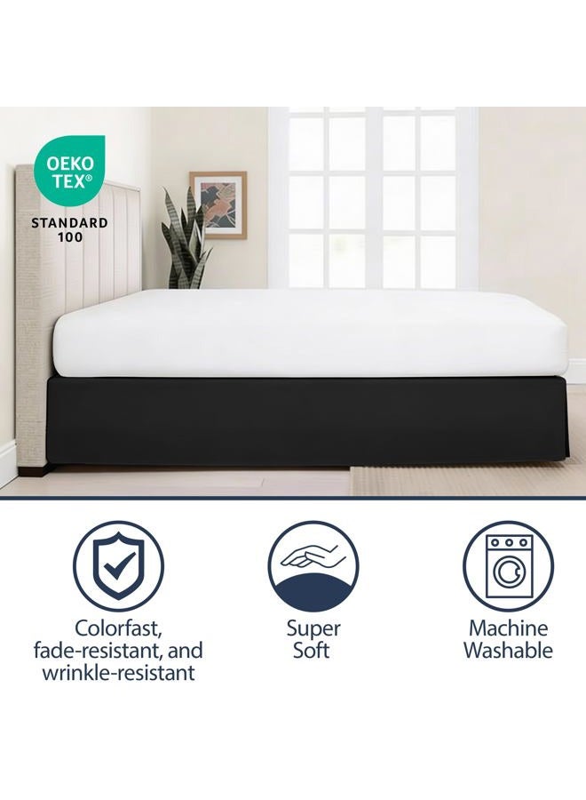 Levinsohn Lux Hotel Microfiber Tailored Style Bed Skirt with Classic 14 Inch Drop Length, Full, Black - Image 3