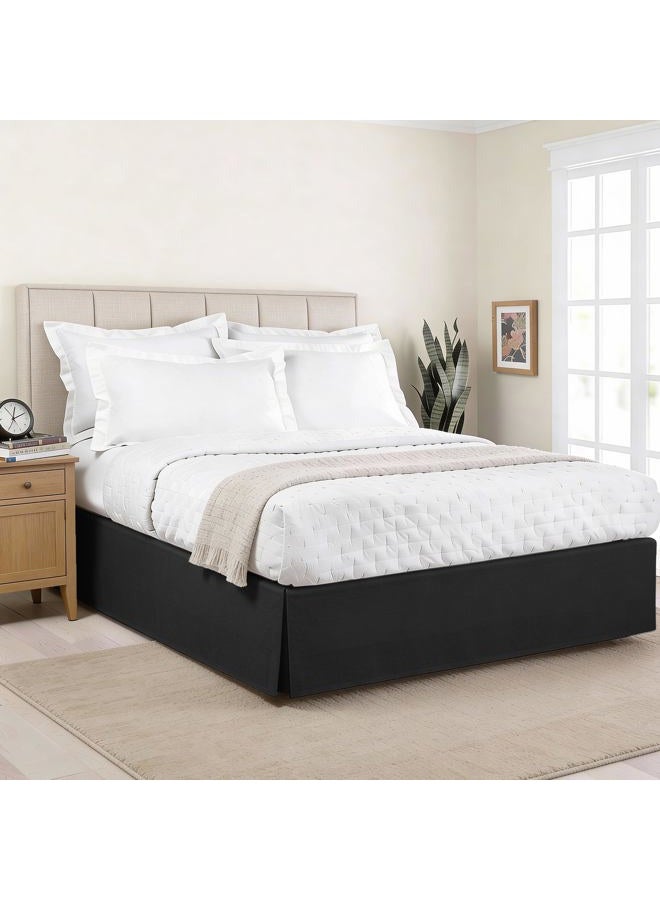Levinsohn Lux Hotel Microfiber Tailored Style Bed Skirt with Classic 14 Inch Drop Length, Full, Black - Image 1