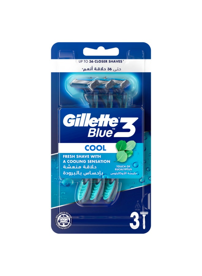 Gillette Blue3 Cool Men's Disposable Razors: 3 Count