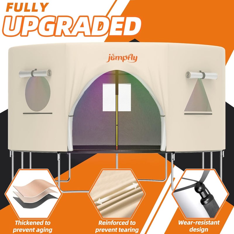 jumpfly 14FT Trampolien Tent Shade Cover with LED Light (Tent Only),Fit for 6 Straight Poles Round Trampoline, Trampolien Accessories,Anti-Tear,Camping,Beige - Image 4