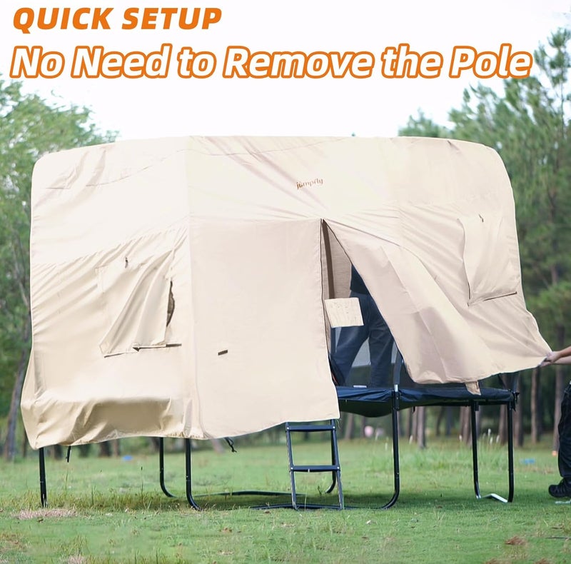 jumpfly 14FT Trampolien Tent Shade Cover with LED Light (Tent Only),Fit for 6 Straight Poles Round Trampoline, Trampolien Accessories,Anti-Tear,Camping,Beige - Image 5