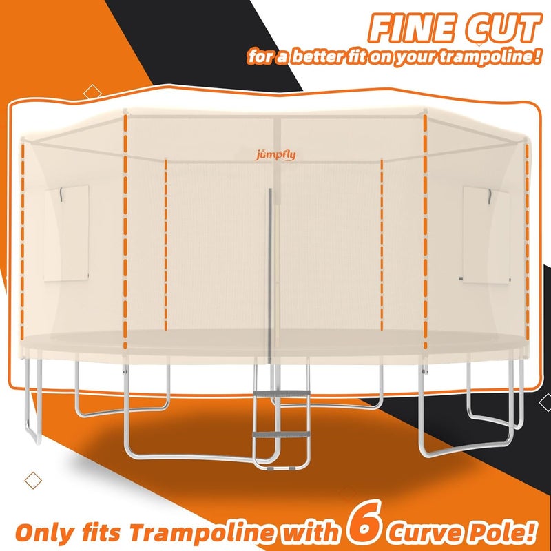 jumpfly 14FT Trampolien Tent Shade Cover with LED Light (Tent Only),Fit for 6 Straight Poles Round Trampoline, Trampolien Accessories,Anti-Tear,Camping,Beige - Image 3