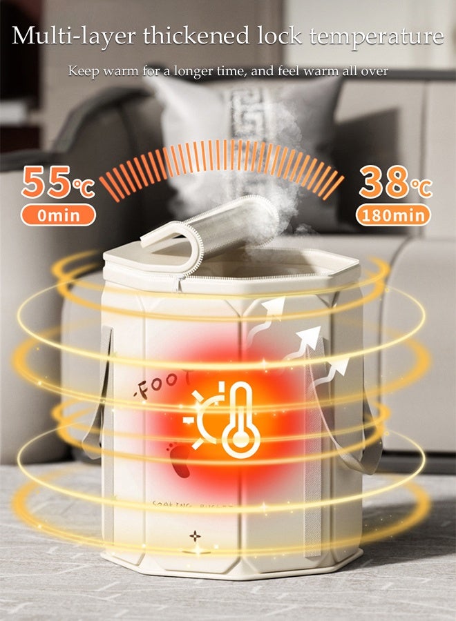 DUNISO حوض استحمام القدم القابل للطي، دلو استحمام القدم المحمول مع مقبض قوي وغطاء، دلو نقع القدم المعزول مع حقيبة حمل، للاستخدام في المنزل والسفر والتخييم في الهواء الطلق - Image 5