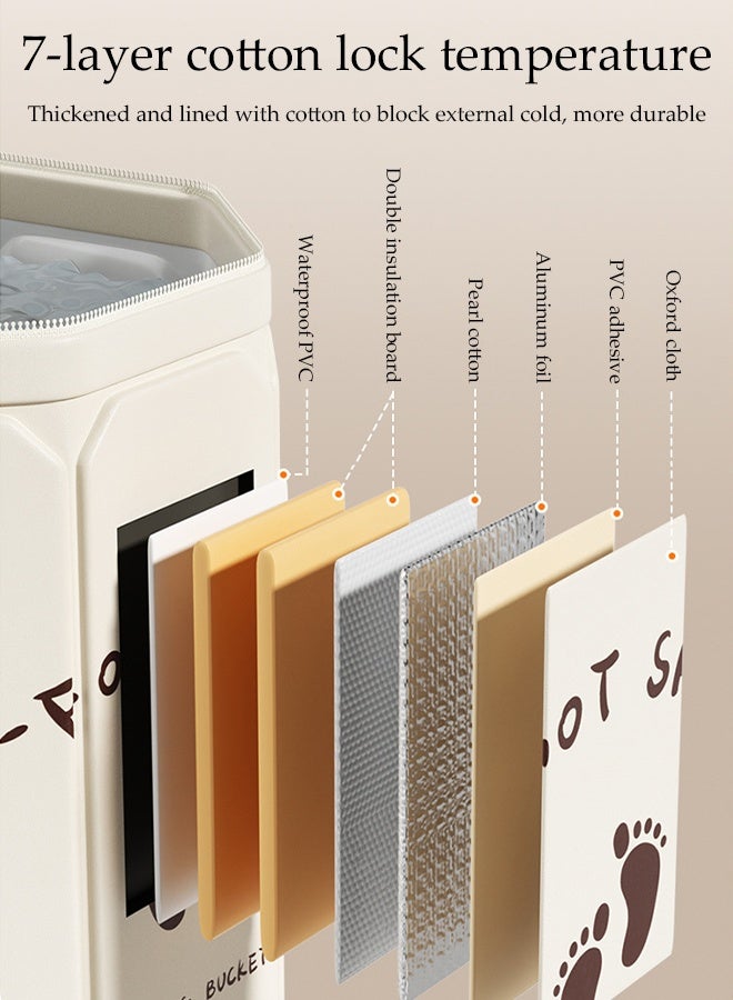 DUNISO حوض استحمام القدم القابل للطي، دلو استحمام القدم المحمول مع مقبض قوي وغطاء، دلو نقع القدم المعزول مع حقيبة حمل، للاستخدام في المنزل والسفر والتخييم في الهواء الطلق - Image 3